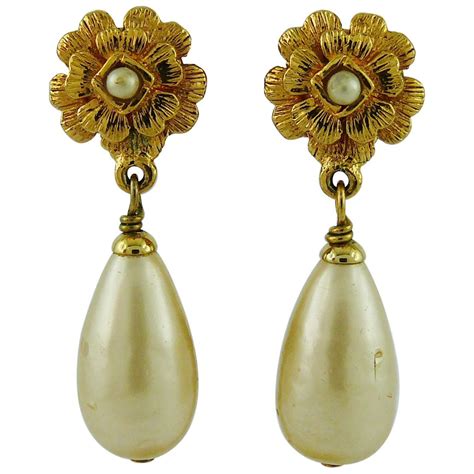 chanel green earrings|vintage chanel pearl drop earrings.